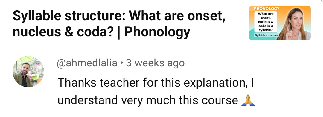 Positive comment from viewers on YouTube